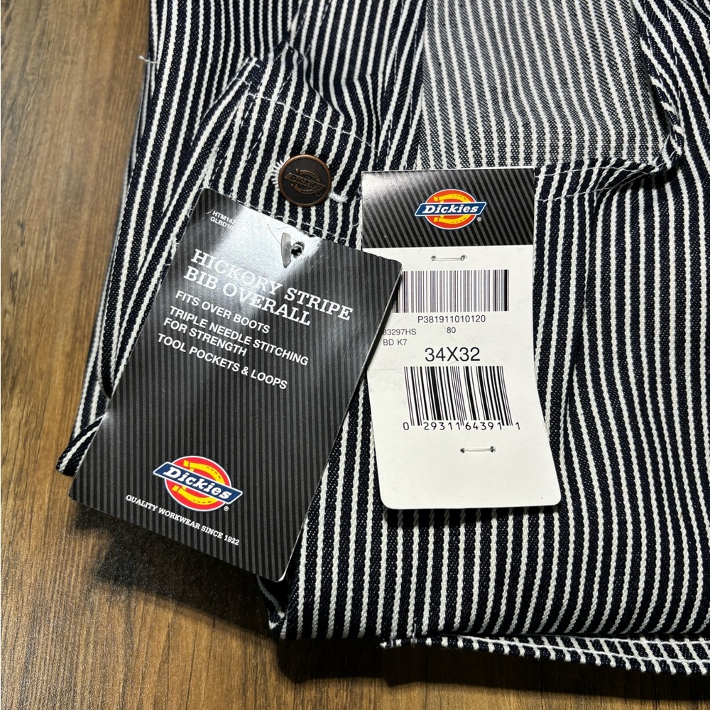 Men's Gray Striped Overalls - Picture 7 of 9
